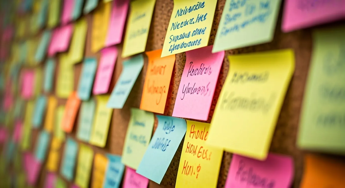 Image of post-it notes on a board